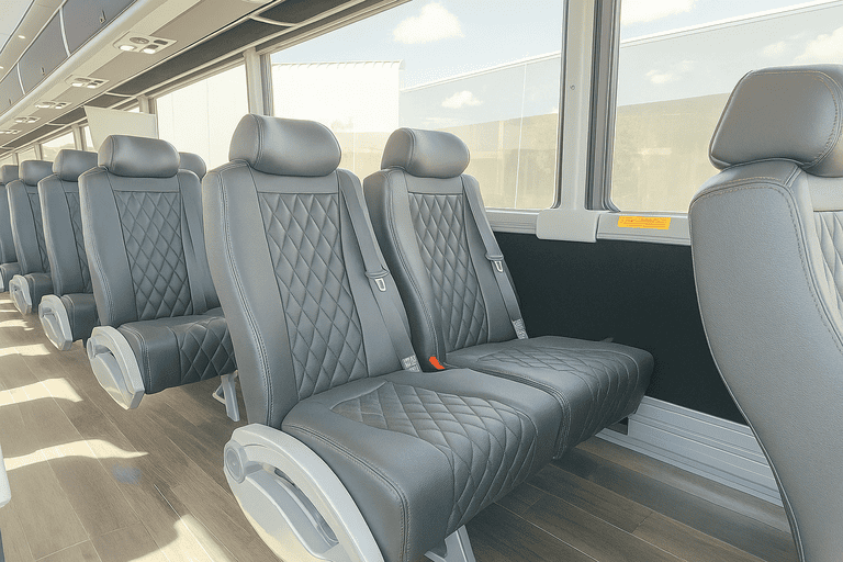 interior of Edmond Minibus Company charter bus